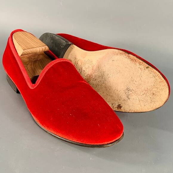 DEL TORO Size 8.5 Red Velvet Grosgrain Trim Slip On Loafers main image 6